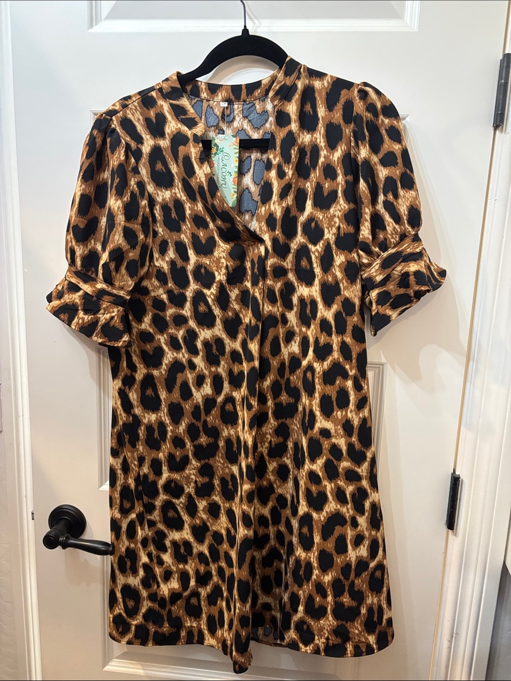 Acorn Leopard Print Mini Dress in Brown and Black